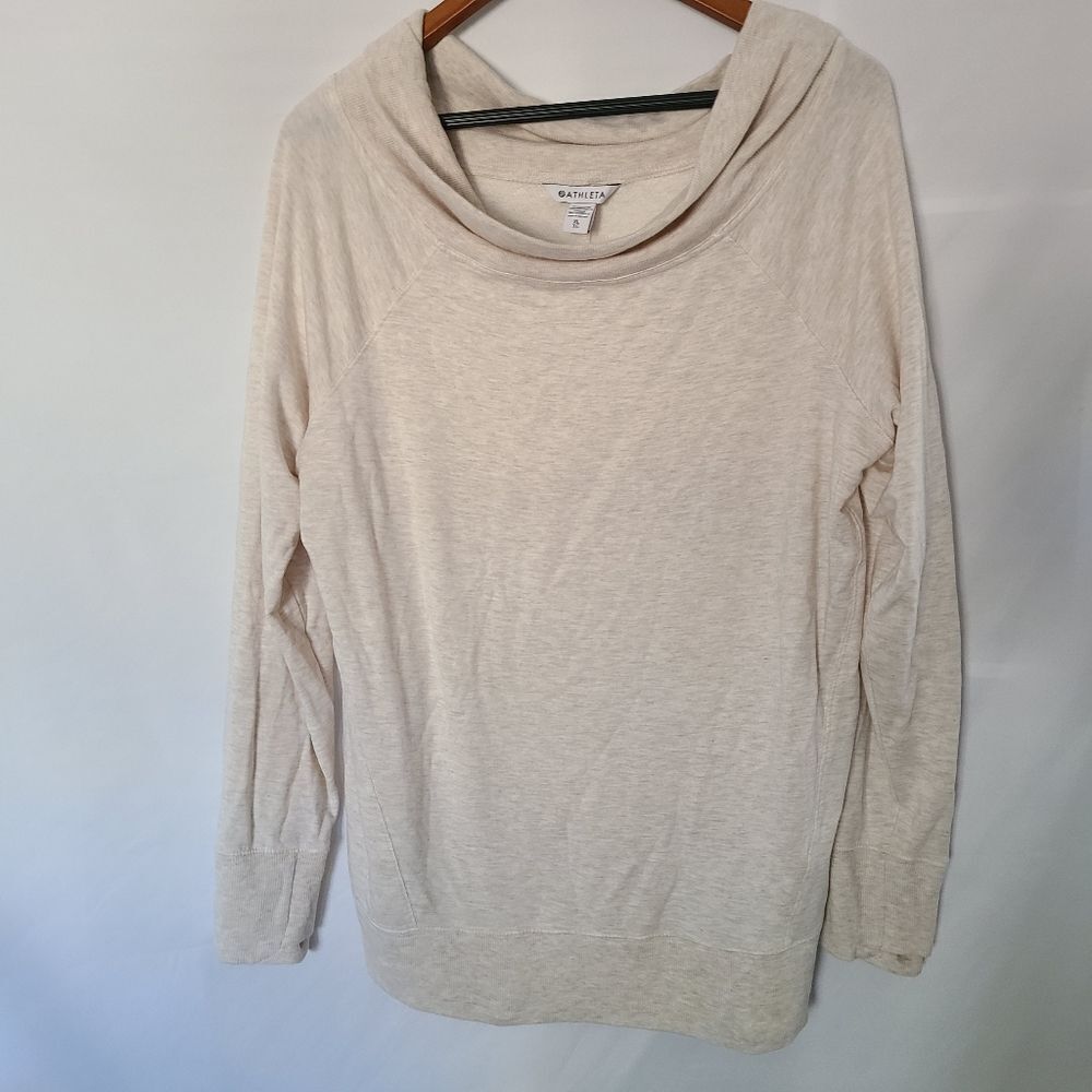 Athleta Studio‎ Barre Sweatshirt in Toasted Brown Heather sz XL